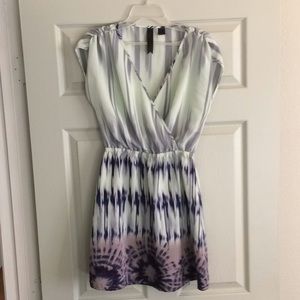 Multicolored blue minidress